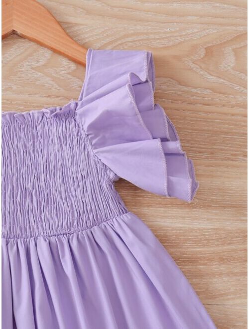 Shein Toddler Girls Shirred Ruffle Trim Dress