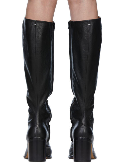 MAISON MARGIELA Black Leather Tabi Tall Boots