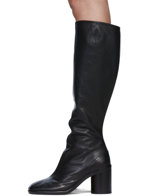 MAISON MARGIELA Black Leather Tabi Tall Boots