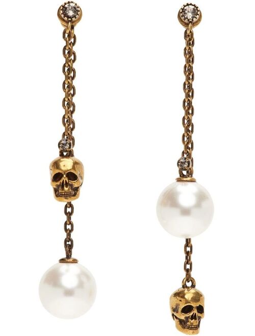 ALEXANDER MCQUEEN Gold Pearly Skull Earrings