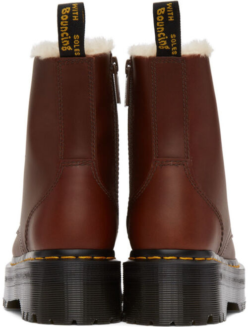 DR. MARTENS Brown Faux-Fur Jadon Platform Boots