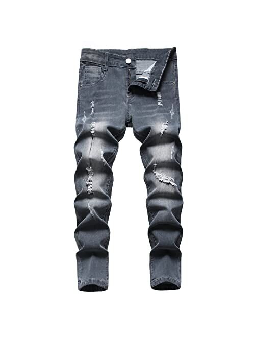 NEWSEE Boy's Ripped Skinny Distressed Destroyed Stretch Fit Jeans Denim Pants