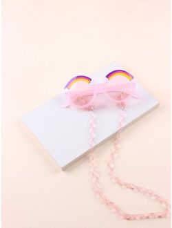 Toddler Girls Tinted Lens Fashion Glasses With Glasses Chain