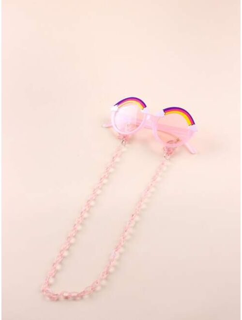Shein Toddler Girls Tinted Lens Fashion Glasses With Glasses Chain
