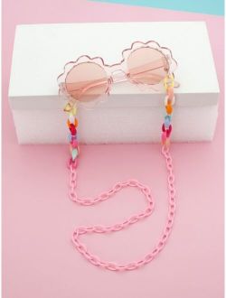Girls Round Frame Fashion Glasses With Glasses Chain