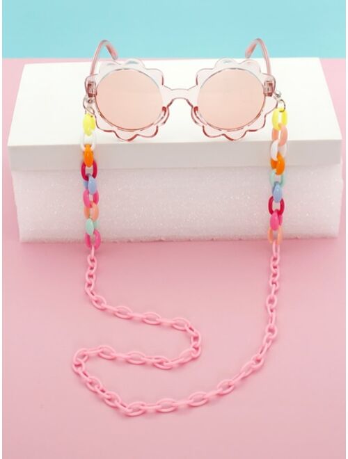 Shein Girls Round Frame Fashion Glasses With Glasses Chain