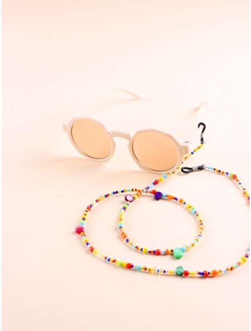 Shein Toddler Girls Round Frame Fashion Glasses & Glasses Chain