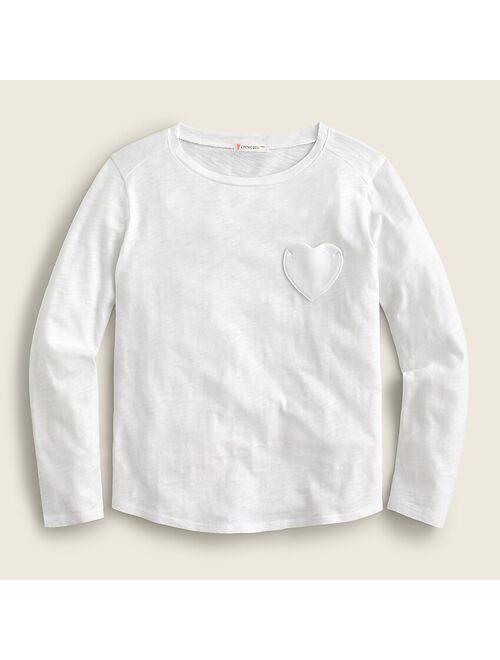 J.Crew Girls' long-sleeve heart-pocket T-shirt