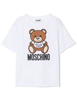 Kids bear-motif T-shirt