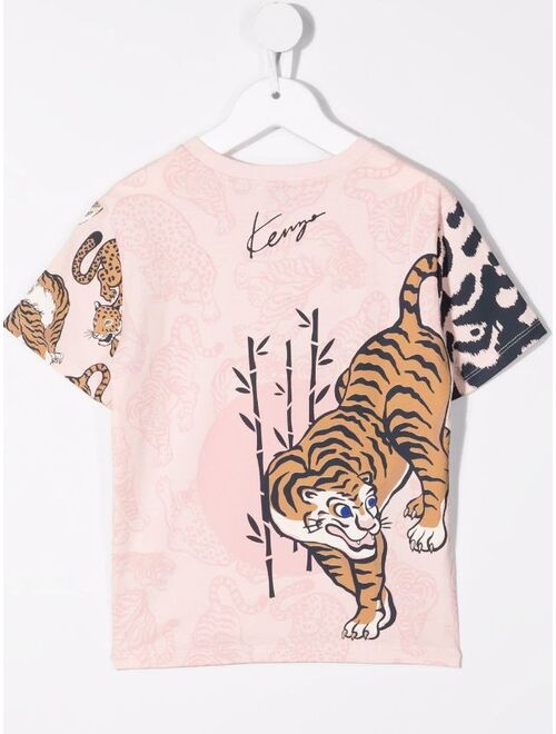 Kenzo Kids Tiger logo-signature print T-shirt