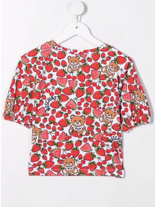 Moschino Kids strawberry-print round neck T-shirt