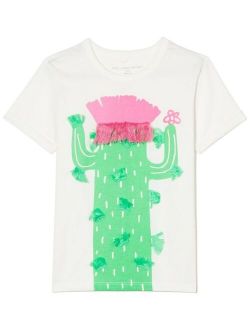 Kids fringed cactus-print T-shirt