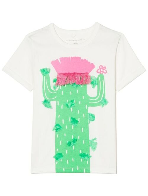 Stella McCartney Kids fringed cactus-print T-shirt