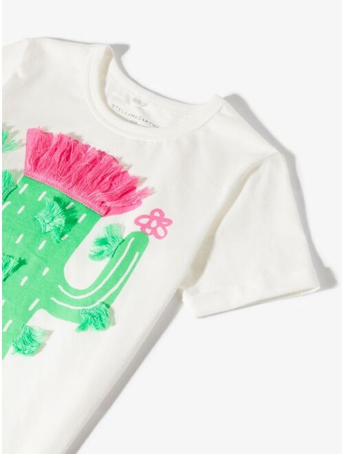 Stella McCartney Kids fringed cactus-print T-shirt