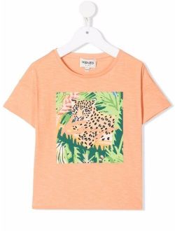 Kids leopard-print organic-cotton T-shirt