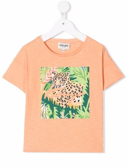 Kenzo Kids leopard-print organic-cotton T-shirt