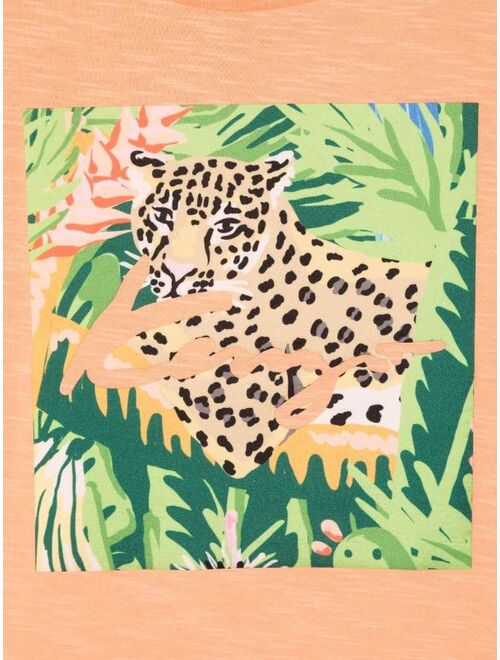 Kenzo Kids leopard-print organic-cotton T-shirt
