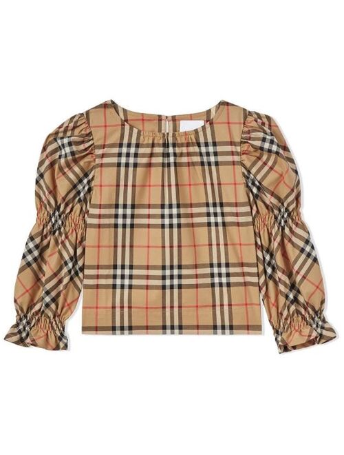 Burberry Kids puff-sleeve Vintage Check blouse
