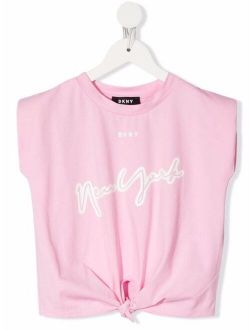 Kids TEEN logo-print cropped T-shirt