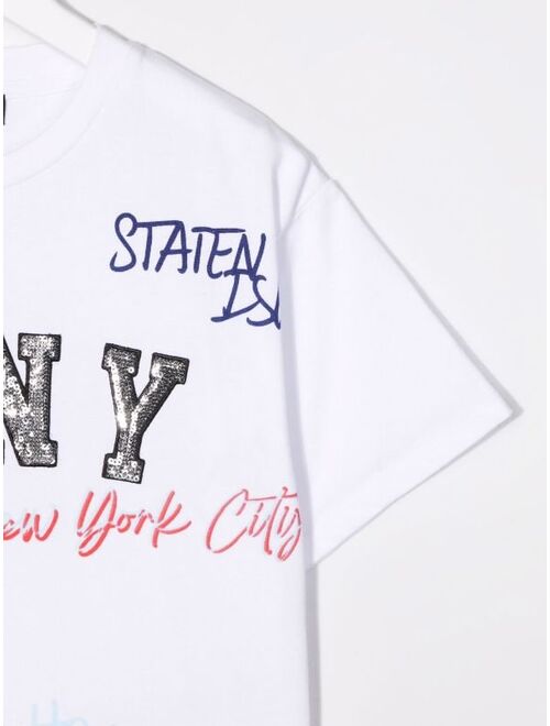 Dkny Kids sequinned logo-print T-shirt