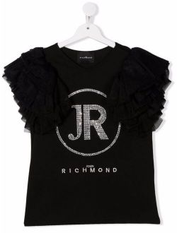 John Richmond Junior TEEN ruffle tulle sleeves T-shirt