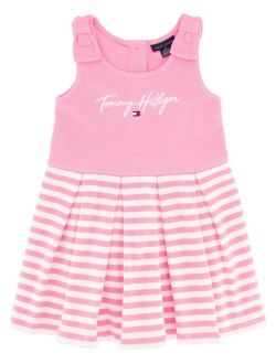 Little Girls Solid and Stripe Signature Pique Dress
