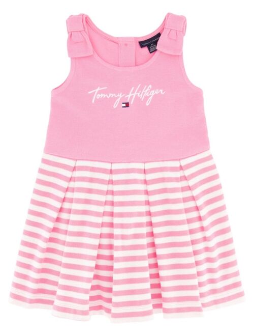 TOMMY HILFIGER Little Girls Solid and Stripe Signature Pique Dress