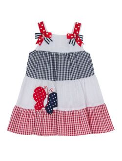 RARE EDITIONS Baby Girls Colorblock Seersucker Dress with Butterfly Applique