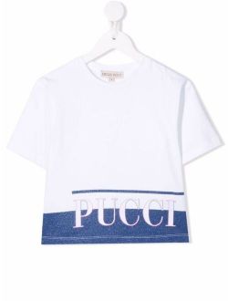 Emilio Pucci Junior logo-print glitter T-shirt