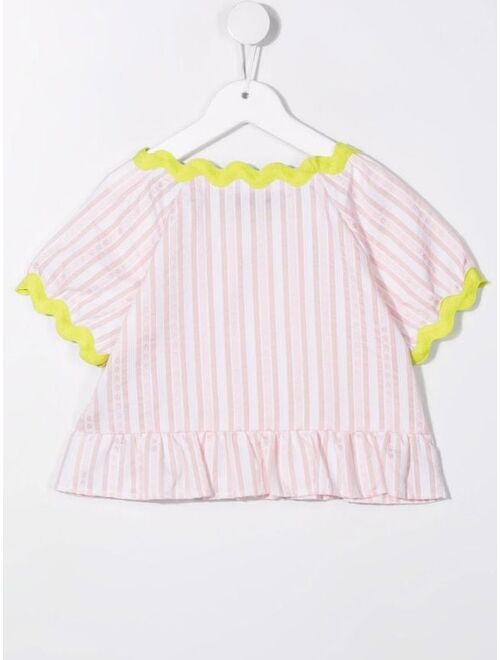 Moschino Kids striped ruffled blouse
