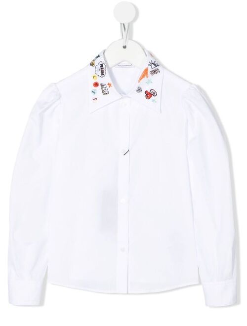 Dolce & Gabbana Kids embroidered-collar cotton shirt