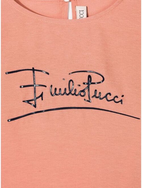 Emilio Pucci Junior logo-print cropped T-shirt