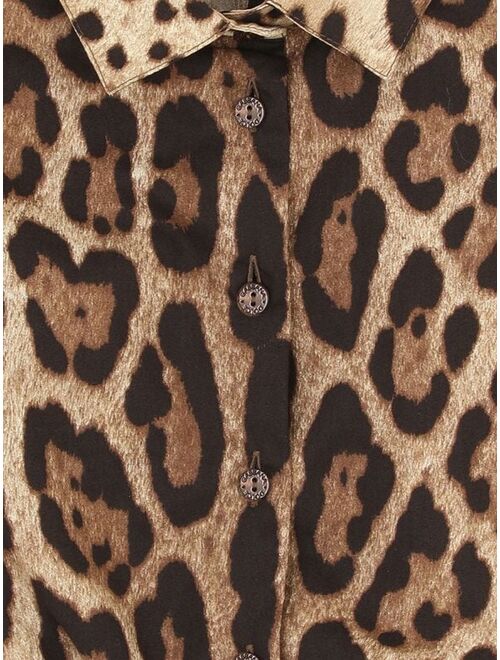 Dolce & Gabbana Kids leopard-print knot-front shirt