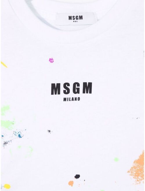 MSGM Kids logo-print ruffled-sleeves T-Shirt
