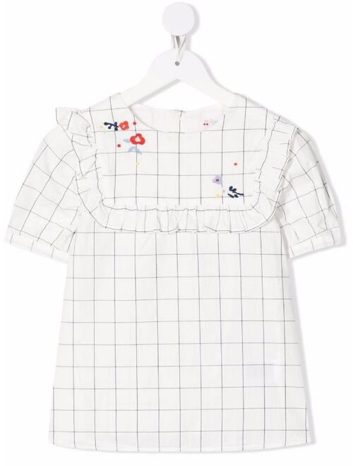 Bonpoint grid embroidered floral blouse