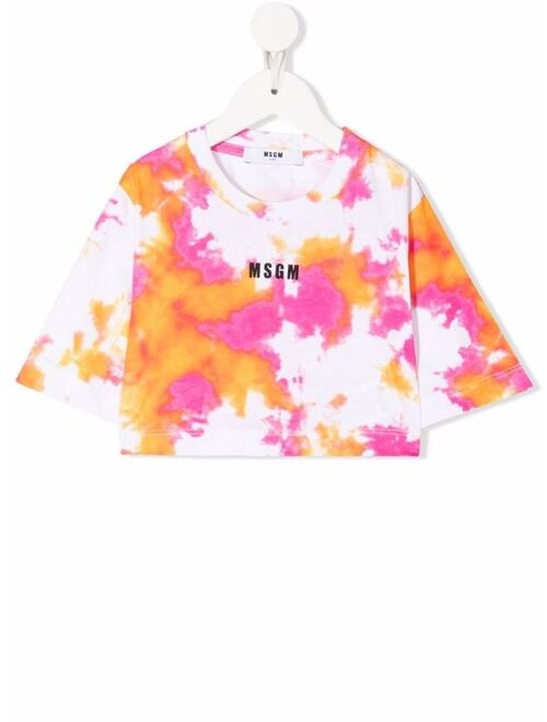 MSGM Kids logo tie-dye T-shirt