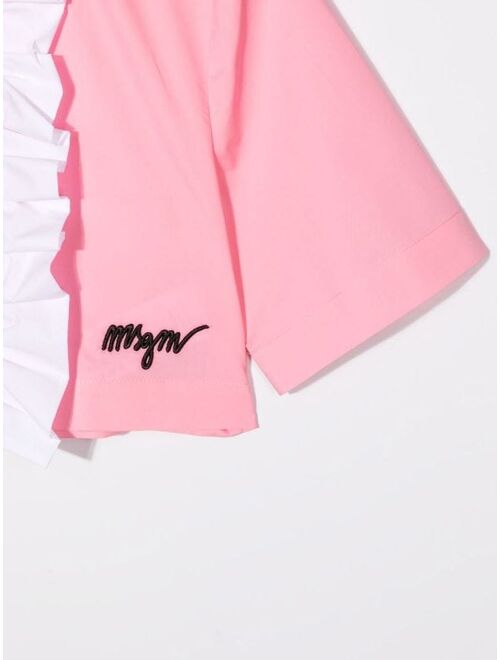 MSGM Kids logo ruffle-trim shirt