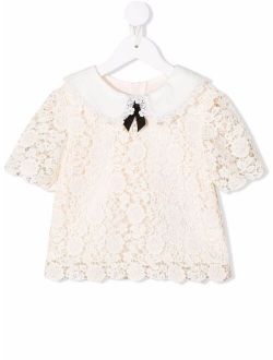 Kids floral embroidered blouse
