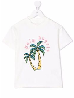 Kids palm tree-print T-shirt