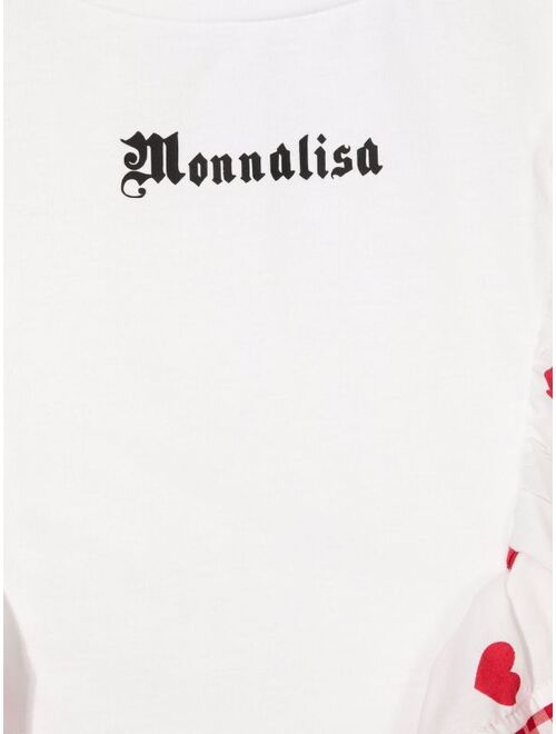 Monnalisa logo-print ruffled T-shirt
