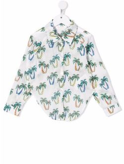 Kids palm tree-print knot shirt
