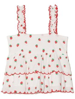 Kids tiered strawberry-print blouse