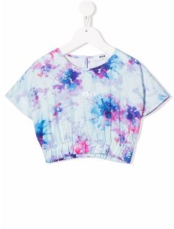 Kids tie dye-print short-sleeved T-shirt