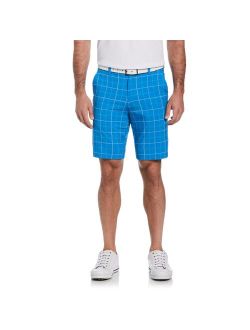 Men's Grand Slam 9" Flat-Front Plaid Textured Golf Shorts