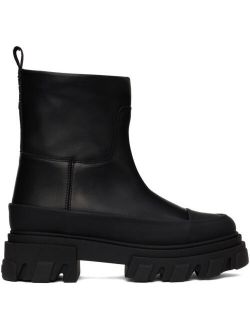 Black Leather Tubular Boots