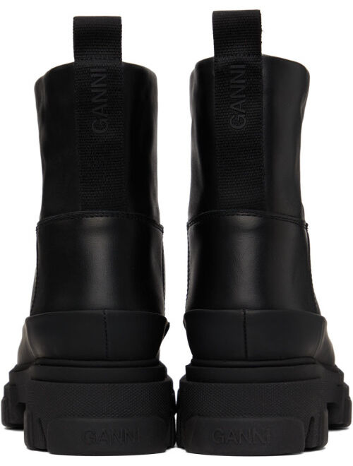 GANNI Black Leather Tubular Boots