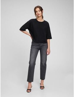 Boxy Cropped Tie-Back T-Shirt