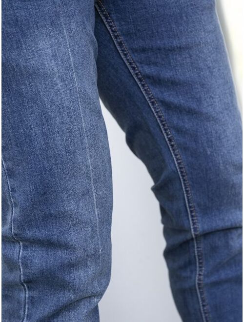 Shein Men Slant Pocket Bleach Wash Jeans
