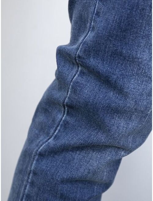 Shein Men Slant Pocket Bleach Wash Jeans
