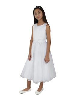 US ANGELS Big Girls Satin Bodice with Tulle Skirt and Flower Dress